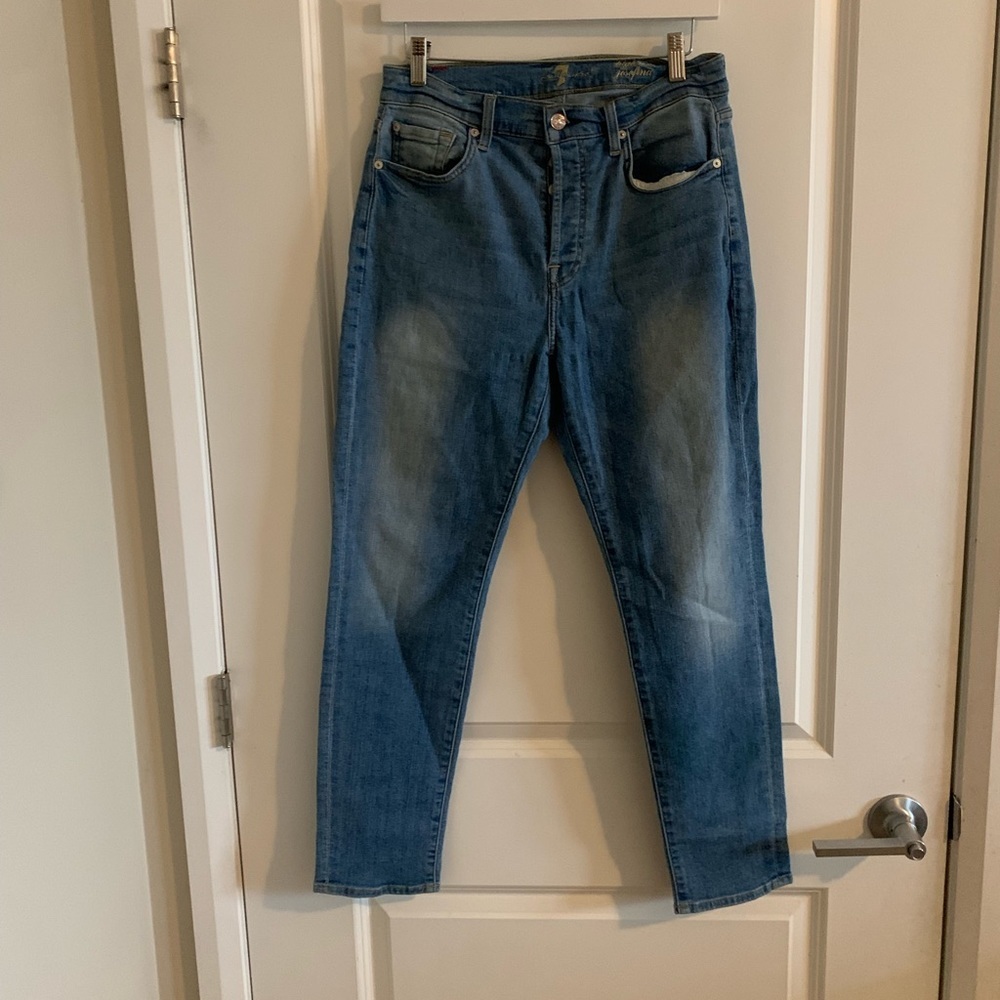 7 For All Mankind Blue Straight Leg Denim
